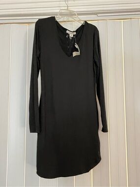Adam Levine Collection Black Lace-Up Long Sleeve Dress